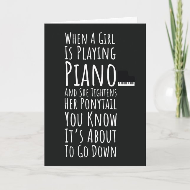 Carte Black And White Funny Piano Cards For Women Her (Devant)