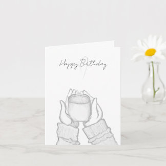 Carte black and white hands with coffee on Note Card
