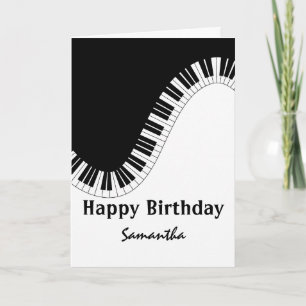 Carte Black and White Piano Keys Joyeux anniversaire