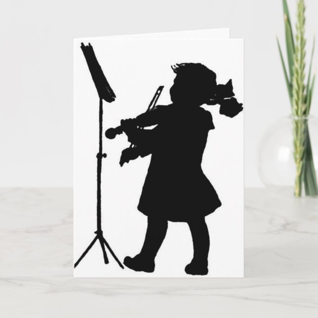 Carte Black and White Silhouette Girl Playing Violin Gre (Devant)