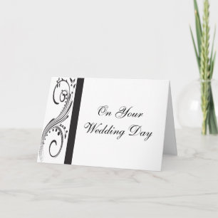 Carte Black and White Swirls Blended Family Wedding