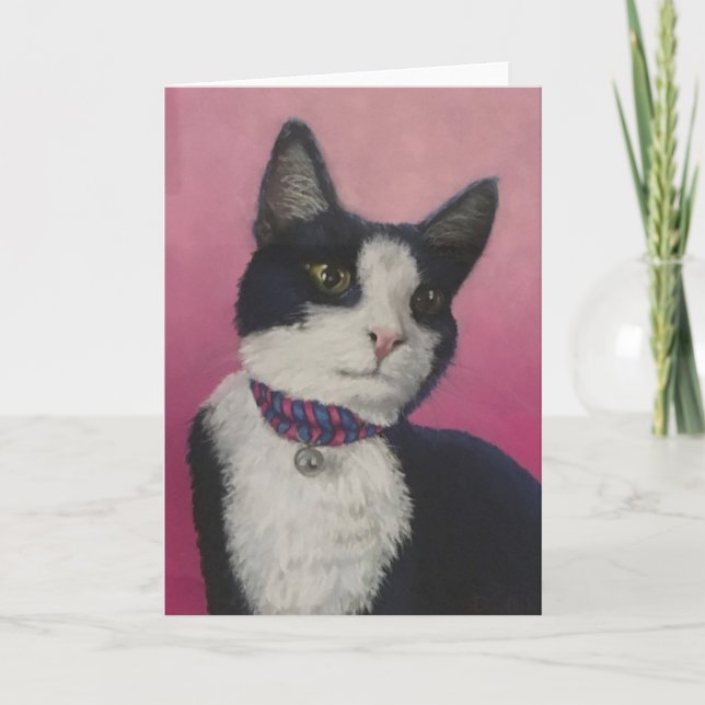 Carte Black and White Tuxedo Cat Greeting Card (Devant)