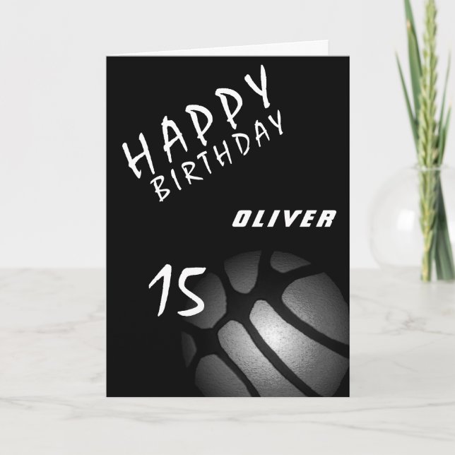 Carte Black Basketball Ball Sports Boys Joyeux anniversa (Devant)