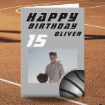 Carte Black Basketball Boy Photo Joyeux Anniversaire<br><div class="desc">Black Basketball Ball Sports Boys Bonne Carte Anniversaire. Carte d'anniversaire de basket moderne pour toute personne qui aime le basket-ball. Personnalisez avec votre photo,  nom et âge.</div>
