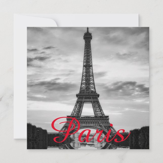 Carte Black Blanc Tour Eiffel Paris Love City Travel (Devant)