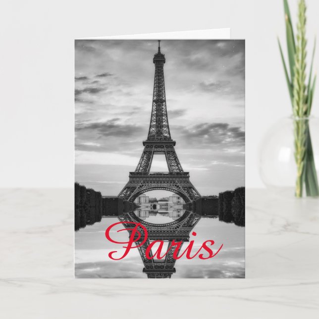 Carte Black Blanc Tour Eiffel Paris Love City Travel (Devant)