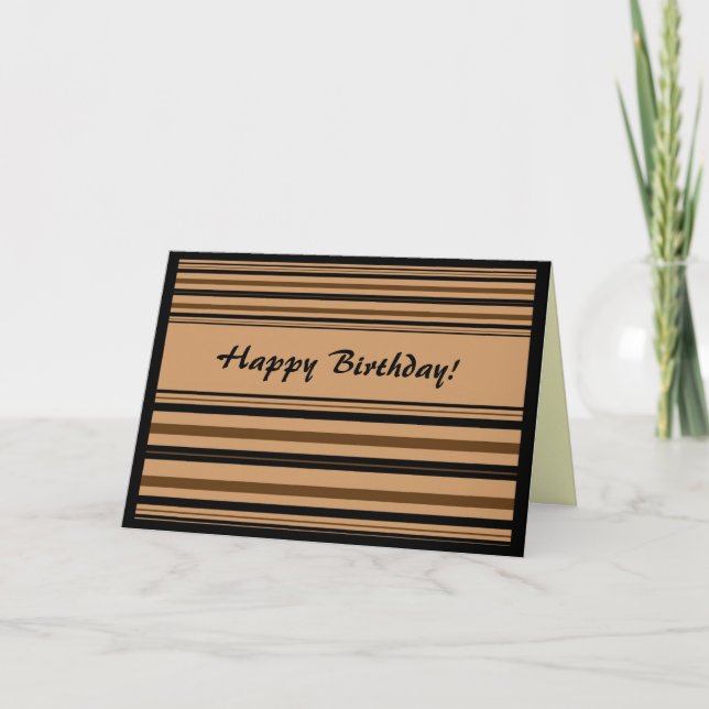 Carte Black & Brown Stripes Anniversaire (Devant)