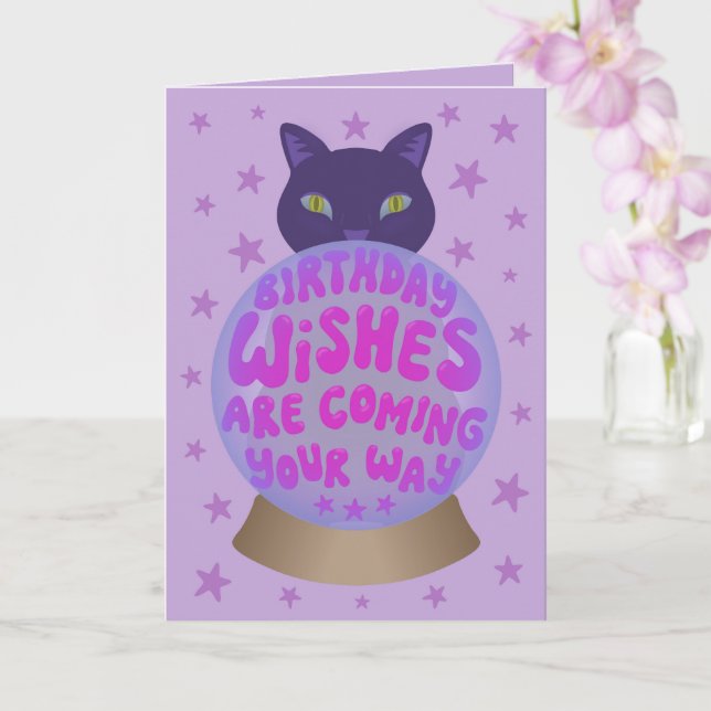 Carte Black Cat Birthday Fortune (Orchidée)