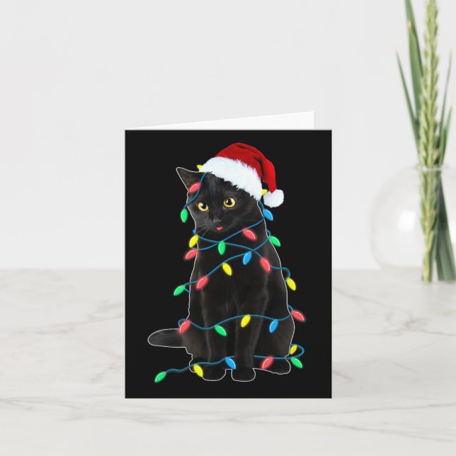 Carte Black Cat Christmas Tree Luminations Amusants Père (Devant)