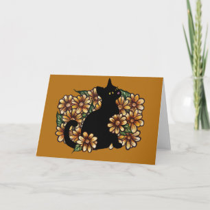 Carte Black Cat Daisy Nature Cats Art