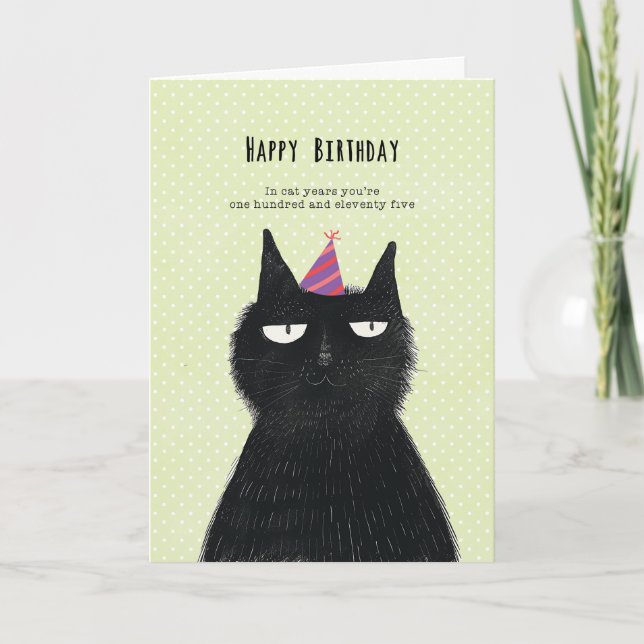 Carte black cat funny birthday card (Devant)
