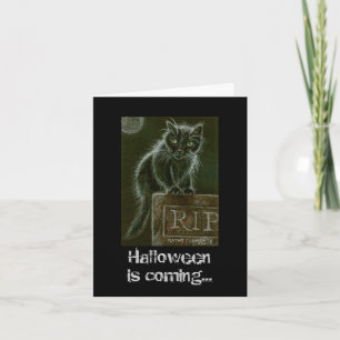 Carte Black Cat Gravestone RIP Halloween arrive...
