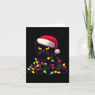 Carte Black Cat lumières de Noël drôle Amoureux des chat