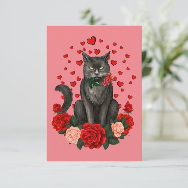 Carte Black Cat Valentines Jour Garçons Filles Teena Off (Debout devant)
