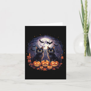 Carte Black Cats Citrouilles Pleine lune Halloween Amour