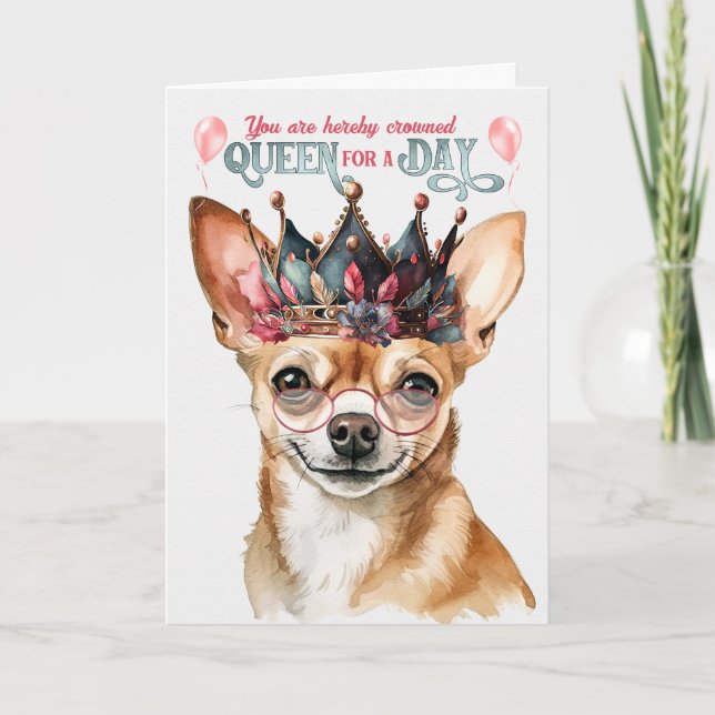 Carte Black Chihuahua Dog Queen pour une journée d'anniv (Devant)