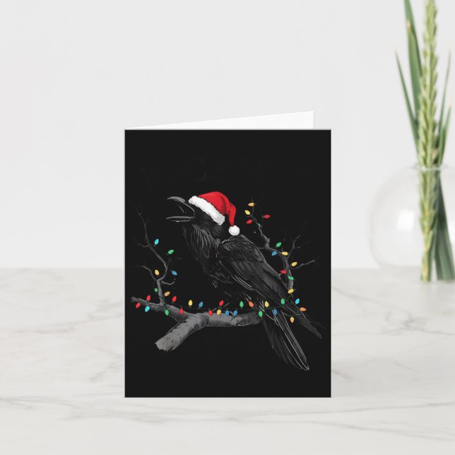 Carte Black Crow, F-caw-f Funny Christmas Raven Santa Ha (Devant)