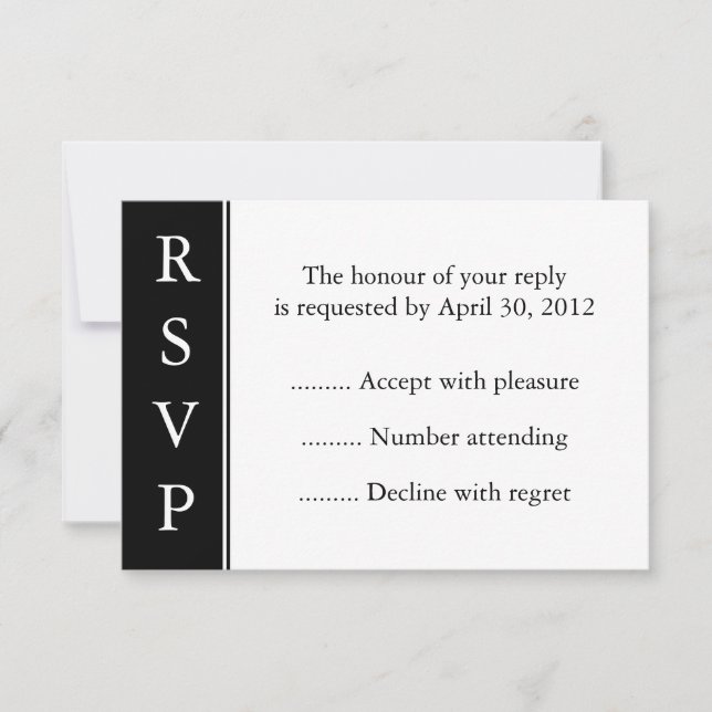 Carte Black Event, Reply, Response ou RSVP (Devant)