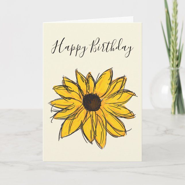 Carte Black Eyed Susan Flower Jaune et Brown Anniversair (Devant)