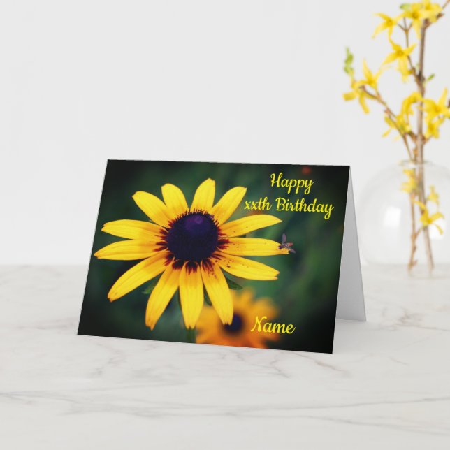 Carte Black Eyed Susan Flower Personnalisé Anniversaire (Fleur jaune)
