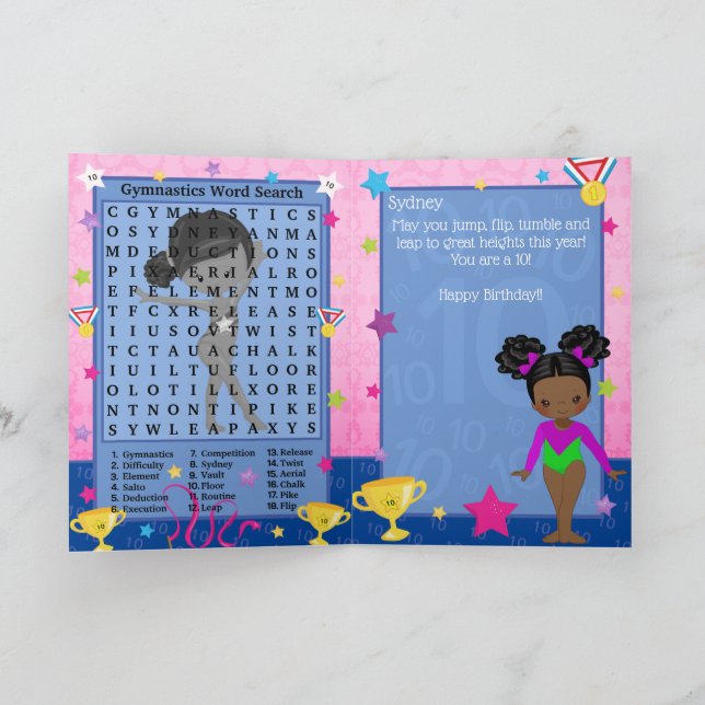 Carte Black Girls Gymnastique Word Recherche Joyeux Anni (Intérieur)