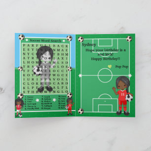 Carte Black Girls Soccer Word Recherche Joyeux Anniversa