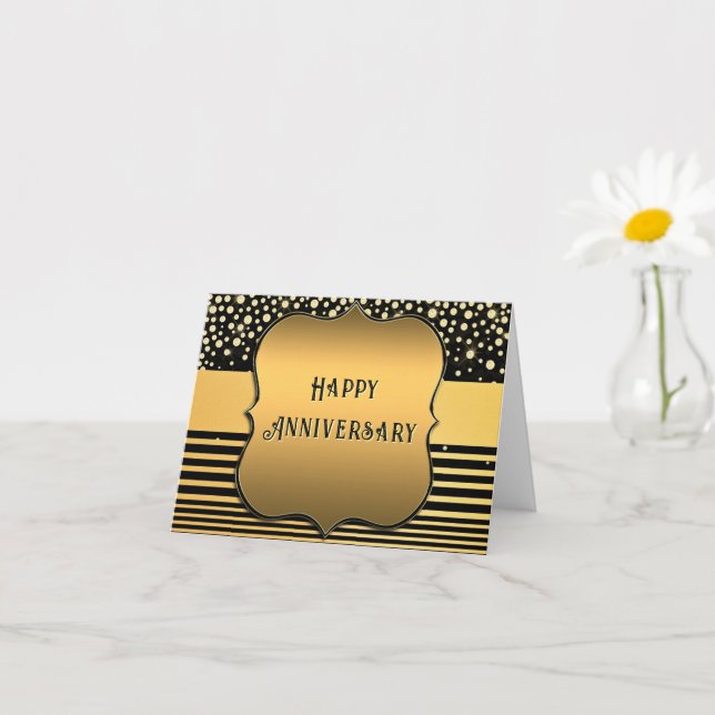 Carte Black Gold Glitter Anniversary Card (Petite plante)