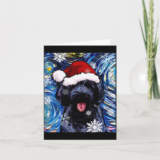 Carte Black Goldendoodle Labradoodle Santa Dog Christmas (Devant)