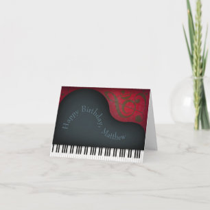 Carte Black Grand Piano Charme Personnalisé Musical Anni