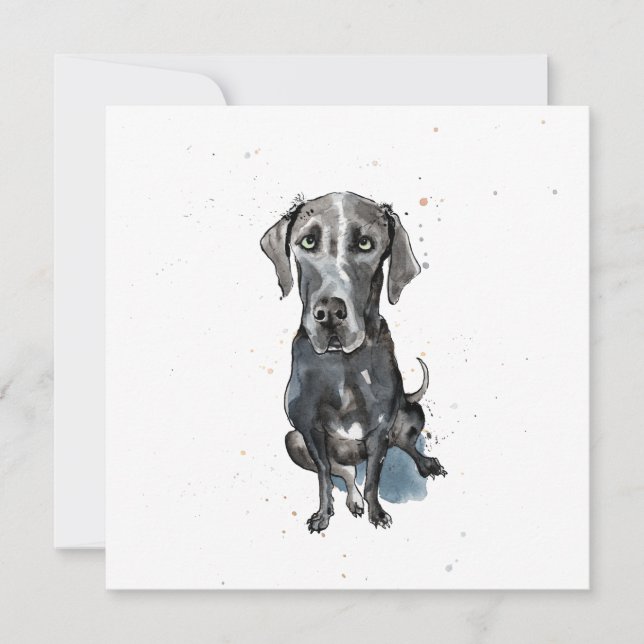 Carte Black Great Dane amusant aquarelle Merci (Devant)