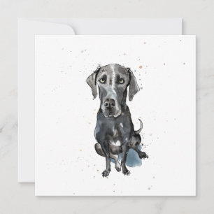 Carte Black Great Dane amusant aquarelle Merci