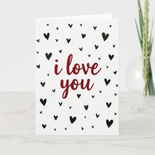 Carte « Black Hearts Pattern I Love You »