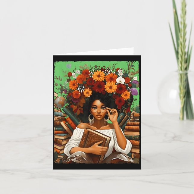 Carte Black History Month Black Afro Girl Women Book Lov (Devant)