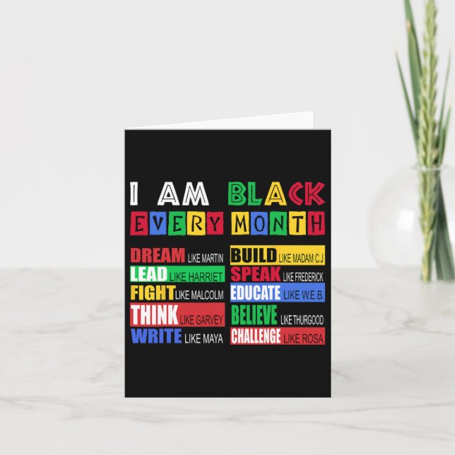 Carte Black History Shirts-i Am Black Chaque Mois Bhm Me (Devant)