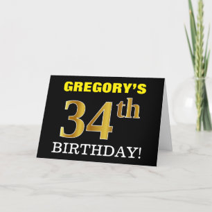 Carte Black, Imitation Gold "34th BIRTHDAY"