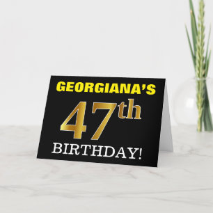 Carte Black, Imitation Gold "47th BIRTHDAY"