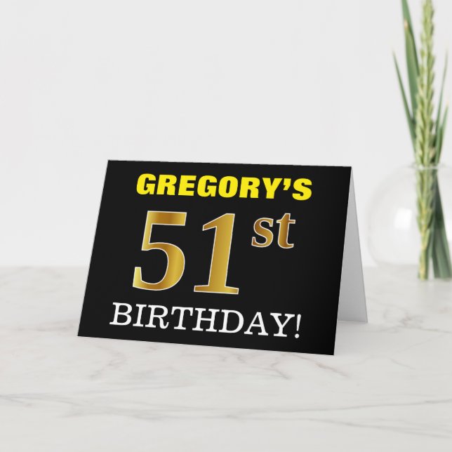 Carte Black, Imitation Gold "51st BIRTHDAY" (Devant)