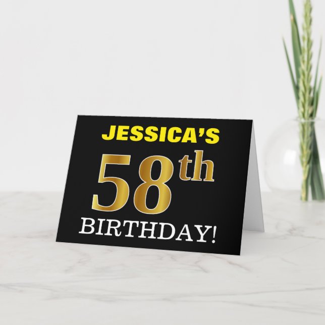 Carte Black, Imitation Gold "58th BIRTHDAY" (Devant)