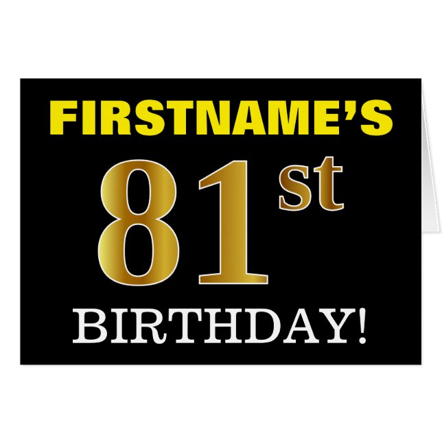 Carte Black, Imitation Gold "81st BIRTHDAY" (Devant horizontal)