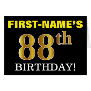 Carte Black, Imitation Gold "88th BIRTHDAY"