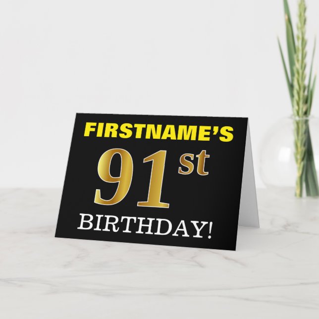 Carte Black, Imitation Gold "91st BIRTHDAY" (Devant)