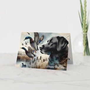 Carte Black Lab Chien et Canards Anniversaire