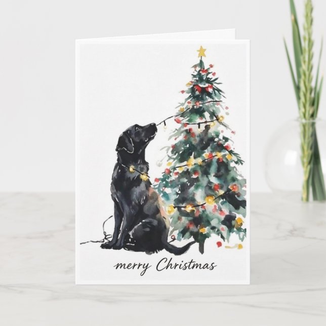 Carte Black lab Joyeux Noël  (Devant)