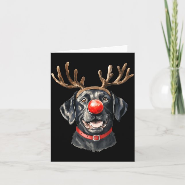 Carte Black Lab Labrador Christmas Dog Reindeer Xmas Paj (Devant)