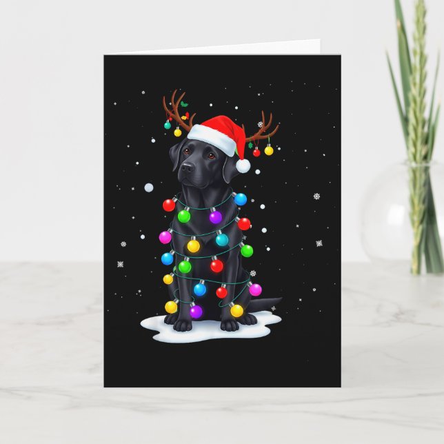 Carte Black Lab Labrador Dog Funny Christmas Lights Rein (Devant)