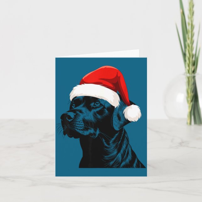 Carte Black Lab Labrador Santa Hat Christmas Holiday Pet (Devant)