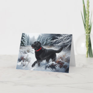 Carte Black Labrador Retriever Dog Snow Holiday