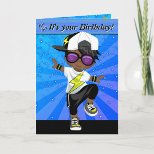 Carte Black ou Brown Garçons Hip hop Joyeux anniversaire
