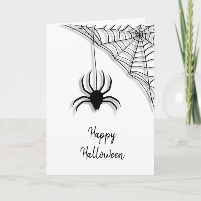 Carte Black Spider et Web Happy Halloween Card (Devant)