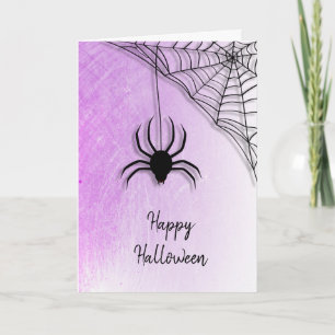 Carte Black Spider et Web Happy Halloween Card